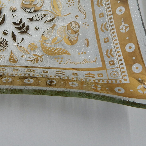 Georges Briard Glass Gold Persian Garden Plate Tray 11 Inch - Picture 3 of 11
